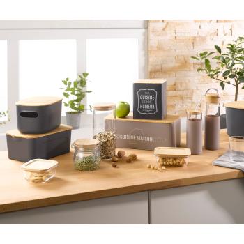 Preview: Bocal en verre avec fermeture mécanique, couvercle en bambou, 0,45 litre