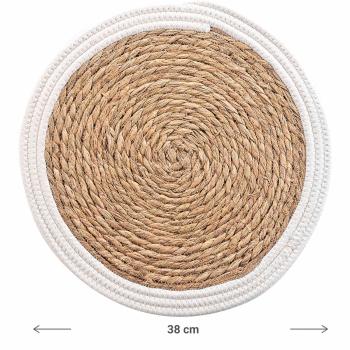 Preview: Tischset Stroh-Geflecht - Platzdeckchen mit Baumwolle - Braun-Weiss, Ø 38cm - Kratz- & Fleckenschutz für Ess- & Couchtische - Stabil - Langlebig - Geschenk Preview: Tischset Stroh-Geflecht - Platzdeckchen mit Baumwolle - Braun-Weiss, Ø 38cm - Kratz- & Fleckenschutz für Ess- & Couchtische - Stabil - Langlebig - Geschenk