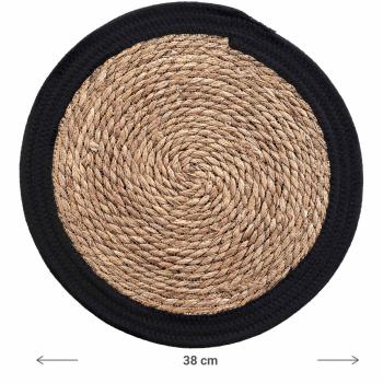 Preview: Tischset Stroh-Geflecht - Rundes Platzdeckchen mit Baumwollumrandung - Braun-Schwarz Ø 38 cm - Kratzschutz Langlebig Dekorative Ergänzung für Esstische Preview: Tischset Stroh-Geflecht - Rundes Platzdeckchen mit Baumwollumrandung - Braun-Schwarz Ø 38 cm - Kratzschutz Langlebig Dekorative Ergänzung für Esstische