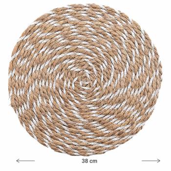 Preview: Tischset Stroh-Polyester-Geflecht rund Ø 38 cm - Schützt vor Kratzern & Flecken - Langlebig, robust & edel für Ess-/Couchtische - Braun/Weiss Preview: Tischset Stroh-Polyester-Geflecht rund Ø 38 cm - Schützt vor Kratzern & Flecken - Langlebig, robust & edel für Ess-/Couchtische - Braun/Weiss