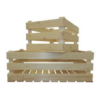 Preview: set of 2 wooden harasses, wooden box for household and garden, natural, 2 sizes