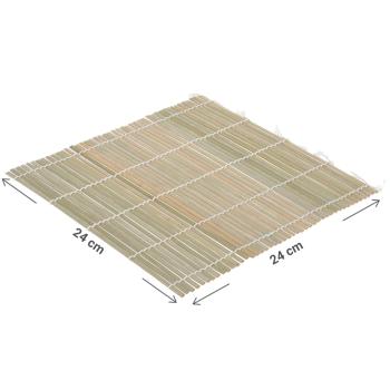 Preview: Bambus Sushimatte 24x24cm - Sushi Maker für einfache & perfekte Zubereitung - Dichte, gleichmässige Struktur - Nicht spülmaschinenfest