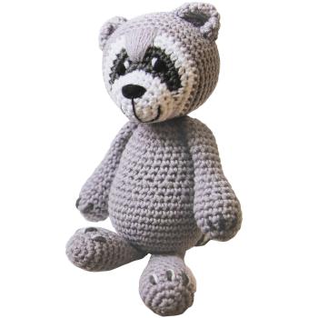 Preview: Crochet set raccoon with yarn, needle, filling material and instruction, creative set crochet