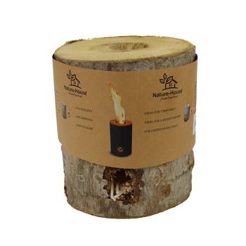 Preview: Schwedenfeuer aus Echtholz für den Garten - Stimmungsvolles Licht für Terrasse & Balkon - Pappelholz mit Naturrinde Ø 18x18cm - Ideal als Geschenk