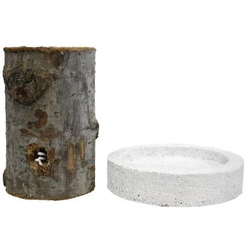 Preview: Torche suédoise avec socle en béton - bûche scandinave pour le jardin, Ø 12 x 18 cm