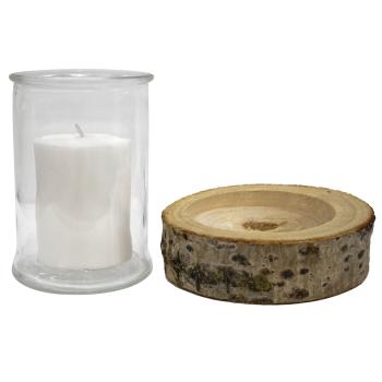 Preview: 5-piece set of decorative lanterns on real-wood bases with candles