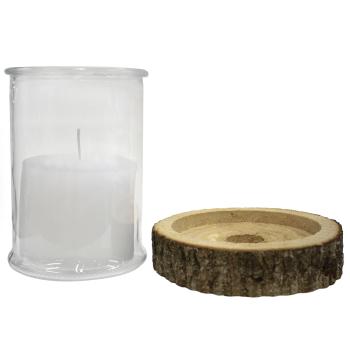 Preview: lot de 2 verres à bougie sur socle en bois, photophore Nature, blanc, marron, Ø 15 x 21 cm, Ø 21 x 4cm Preview: lot de 2 verres à bougie sur socle en bois, photophore Nature, blanc, marron, Ø 15 x 21 cm, Ø 21 x 4cm