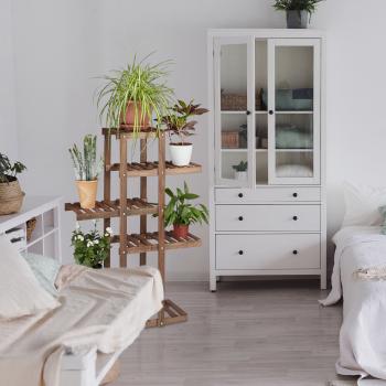 Preview: scaffale per piante in legno di abete a 5 livelli, 125x81x25cm, marrone scuro - Elegante scaffale per fiori, aspetto naturale, scala per piante in legno