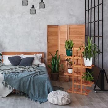 Preview: scaffale per piante in legno di abete a 5 livelli, 125x81x25cm, marrone scuro - Elegante scaffale per fiori, aspetto naturale, scala per piante in legno