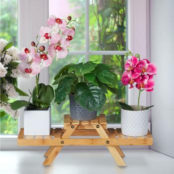 Preview: Portafiori in bambù, scaffale per piante 3 ripiani su 2 livelli, marrone, 17 x 51,5 x 15 cm