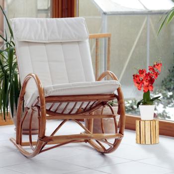 Preview: Blumenhocker naturbelassenes Tannenholz - Pflanzenständer Schicker zeitloser Hocker - Ø 20 cm - Ideal für Ihre Lieblingspflanzen Deko