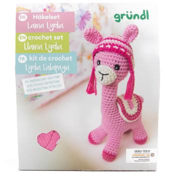 Preview: Llama crochet kit with yarn, hook, fiberfill, and instructions, DIY crochet set