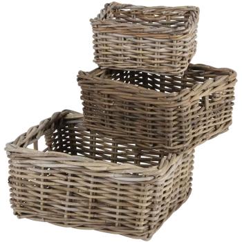 Decorative wicker baskets, set of 3 - storage baskets with vintage flair, classic wickerwork, used look
