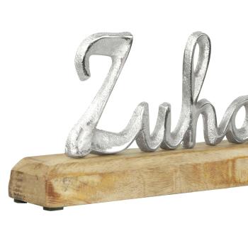 Preview: Lettering “Zuhause“, display stand mango wood and aluminum, silver, brown, 30 x 10 x 5 cm