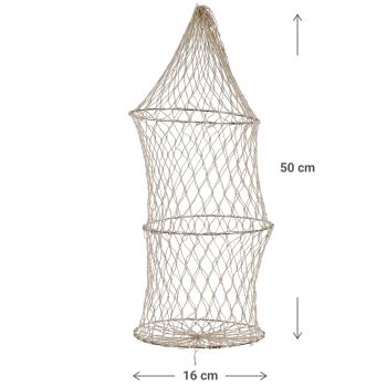 Preview: Deko Reuse - Fischernetz aus Sisal & Metall für maritimes Ambiente - umweltfreundliche Wand-Dekoration & Aufbewahrung - beige Ø 16xH 50cm