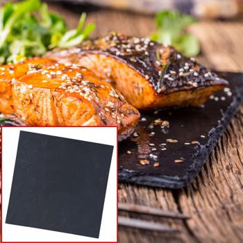 Preview: Schiefer Servierplatte Naturstein 30x30x0,6 cm - Elegantes Anrichten von Desserts, Cheeseboards & Antipasti - Perfekt für Apéro & Feste