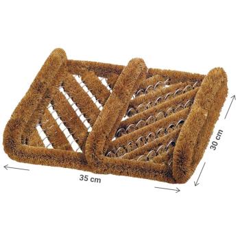 Preview: Schuhabstreifer aus Kokosfasern & Metall - Robuster Fussabtreter für Aussenbereich - 30x35cm braun/silber - Ganzjährig effiziente Schuhreinigung