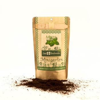 Preview: Kit de graines de menthe, graines avec terreau, instructions, bâtonnets de plantation