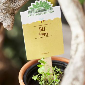 Preview: Seed Greetings - Greeting card “Bee happy“, Colorful flower mix