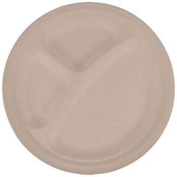 Preview: Set di 24 piatti rotondi in canna da zucchero, biodegradabili, 23 x 23 cm