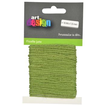 Preview: Jute cord green for crafting and fastening, decorative cord, 10 m length , 1.5 mm