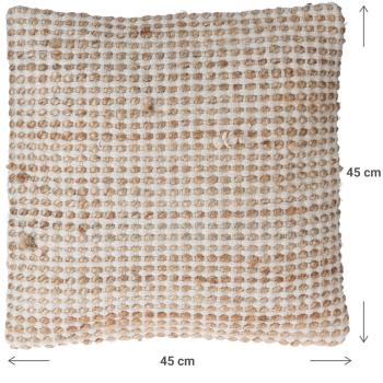 Preview: Coussin en coton et jute à l‘aspect tressé, 45 x 45 cm