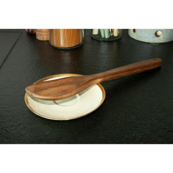 Preview: Akazienholz Schöpflöffel & Servierlöffel - Vielseitig einsetzbar, robust, langlebig - 32cm, natürliche Maserung, rötlich-braun - Nachhaltig & antibakteriell