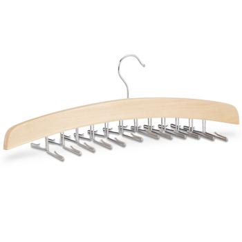 Porte-cravates, bois, acier inoxydable, 24 cravates, pinces pliables