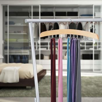 Preview: Porte-cravates, bois, acier inoxydable, 24 cravates, pinces pliables