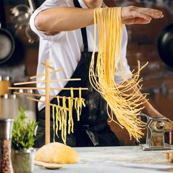 Preview: Séchoir à nouilles en bambou, nouilles fraîches, pâtes et spaghettis, 12 bras, H 41 cm