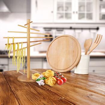 Preview: Séchoir à nouilles en bambou, nouilles fraîches, pâtes et spaghettis, 12 bras, H 41 cm