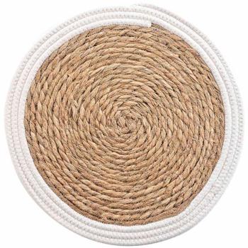 Preview: 4er Tischsets aus Stroh-Geflecht - Platzdeckchen mit eleganter Baumwollumrandung - Braun/Weiss, Ø 38cm - Stabiler & langlebiger Schutz für Ess-/Couchtische Preview: 4er Tischsets aus Stroh-Geflecht - Platzdeckchen mit eleganter Baumwollumrandung - Braun/Weiss, Ø 38cm - Stabiler & langlebiger Schutz für Ess-/Couchtische