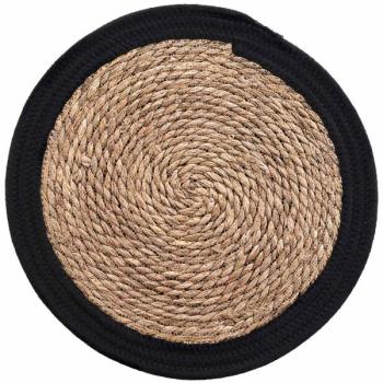 Preview: 4er Tischsets rund aus Stroh-Geflecht mit Baumwoll-Umrandung - Eleganter Tischschutz gegen Kratzer & Flecken - Ø 38cm braun-schwarz Preview: 4er Tischsets rund aus Stroh-Geflecht mit Baumwoll-Umrandung - Eleganter Tischschutz gegen Kratzer & Flecken - Ø 38cm braun-schwarz
