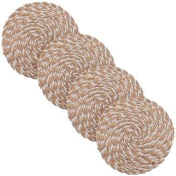 Preview: 4er Tischsets aus Stroh- & Polyester-Geflecht - Platzdeckchen rund braun/weiss Ø 38 cm - schützt Oberflächen vor Kratzern & Flecken- strapazierfähig Preview: 4er Tischsets aus Stroh- & Polyester-Geflecht - Platzdeckchen rund braun/weiss Ø 38 cm - schützt Oberflächen vor Kratzern & Flecken- strapazierfähig
