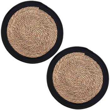 Preview: 2er Tischsets Stroh-Geflecht - Platzdeckchen mit Baumwollrand braun/schwarz Ø 38cm - Eleganter Schutz für Ess-/Couchtische - Stabil & langlebig Preview: 2er Tischsets Stroh-Geflecht - Platzdeckchen mit Baumwollrand braun/schwarz Ø 38cm - Eleganter Schutz für Ess-/Couchtische - Stabil & langlebig