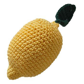 Preview: Limone all‘uncinetto, giallo, fatto a mano, limone decorativo L 14 cm