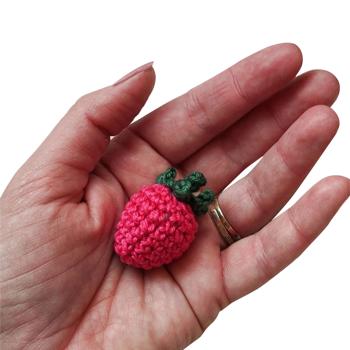 Preview: Lampone all‘uncinetto, fatto a mano, lampone decorativo L 4 cm