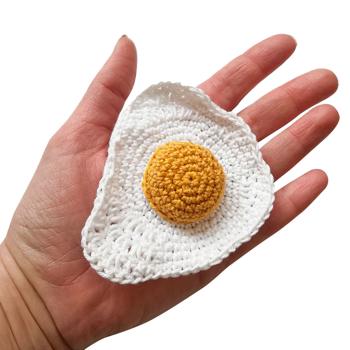 Preview: Uovo fritto all‘uncinetto, fatto a mano, 8 cm