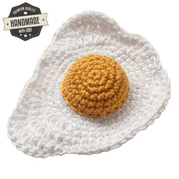 Preview: Uovo fritto all‘uncinetto, fatto a mano, 8 cm