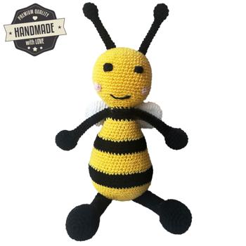 Preview: Häkel-Biene 34cm - Handgemachtes Kuscheltier aus europäischem Familienbetrieb - Weich & vegan aus 100% Baumwolle - Perfektes Geschenk für Kinder