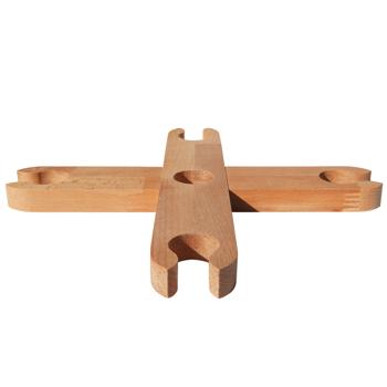 Preview: Weinglashalter Holz - Flaschen-Halterung für 4 Gläser aus Buchenholz - Lebensmittelgerecht geölt - 30x30cm Natur/Braun - Stilvolle Weindekoration