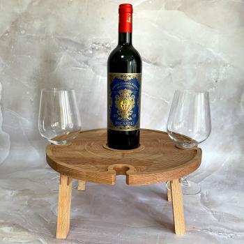 Preview: Planche à servir et à vin avec pieds et support pour verres, hêtre, brun, Ø 35 cm