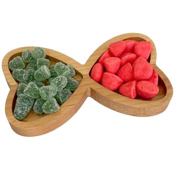 Preview: Doppelherz-Servierschale aus Holz, Buche, Braun, 20 x 15 cm