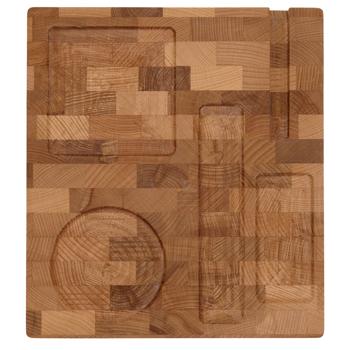 Preview: Schreibtisch-Organizer aus Buche - Multifunktionaler Büro-Organizer mit Handyhalterung & Tassenplatz - Natur/Braun, 30x25cm, lebensmittelecht