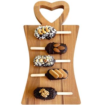 Preview: Dekoratives Holzbrett mit herzförmigem Griff, Buche, Braun, Masse: 40x20 cm