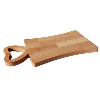 Preview: Dekoratives Holzbrett mit herzförmigem Griff, Buche, Braun, Masse: 40x20 cm