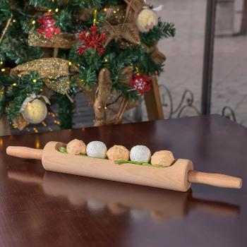 Preview: Ciotola a forma di mattarello, faggio, legno ondulato, marrone, 50 x 10 cm