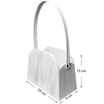 Preview: Panier de poche en bois, blanc, 20 x 9 x 15 cm