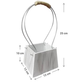 Preview: Cestino decorativo, legno con gancio in filo metallico, bianco, 12 x 12 x 10 x 25 cm Preview: Cestino decorativo, legno con gancio in filo metallico, bianco, 12 x 12 x 10 x 25 cm