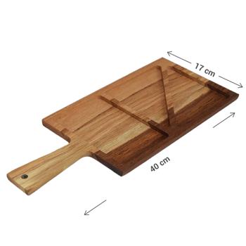 Preview: Servierbrett Eichenholz - Elegante Unterteilungen für Käseplatten, Brotzeit, Apéro, Snacks - Hochwertiges Cateringbrett 40x17x2 cm - Robust & Rustikal